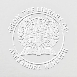 Castle, Book Wreath Frm “From the Library of” Name Embosser