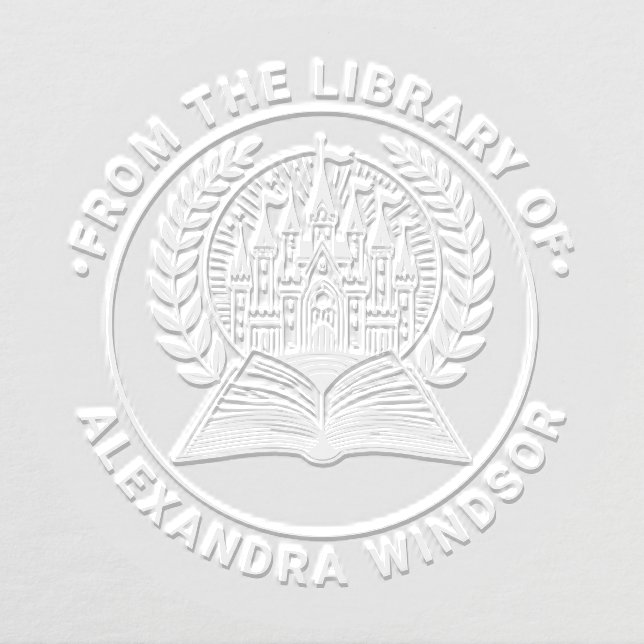 Castle, Book Wreath Frm “From the Library of” Name Embosser (Design)