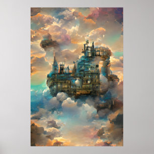 Castle, Cartoon Castle, Castle In Sky, Medieval Poster