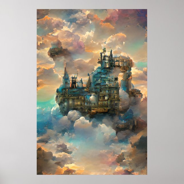 Castle, Cartoon Castle, Castle In Sky, Medieval  Poster (Front)