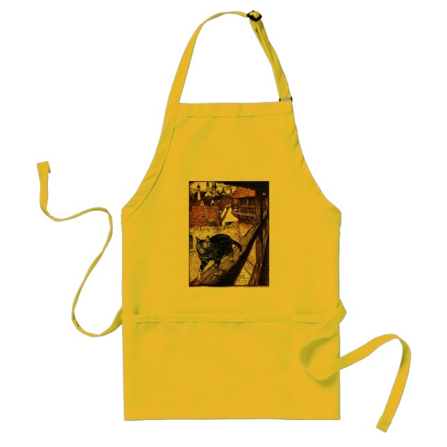 Castle Cat Rackham Illustration Adult Apron (Front)