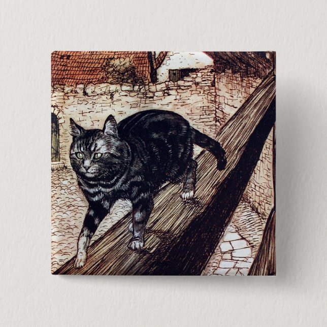 Castle Cat Rackham Illustration Button (Front)