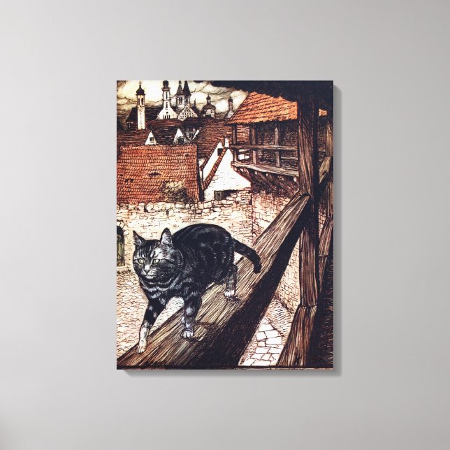Castle Cat Rackham Illustration Canvas Print (Front)