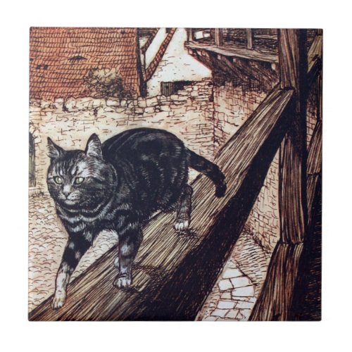 Castle Cat Rackham Illustration Ceramic Tile