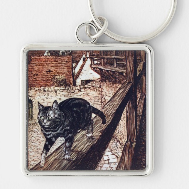 Castle Cat Rackham Illustration Keychain (Front)