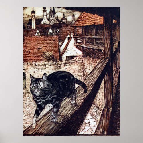 Castle Cat Rackham Illustration Poster