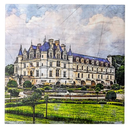 Castle Chenonceau France Ceramic Tile