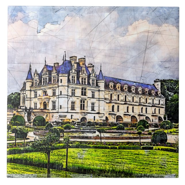 Castle Chenonceau. France. Ceramic Tile (Front)