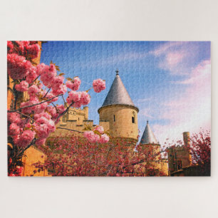 Castle Cherry Blossoms Radiant Spring Landscape Jigsaw Puzzle