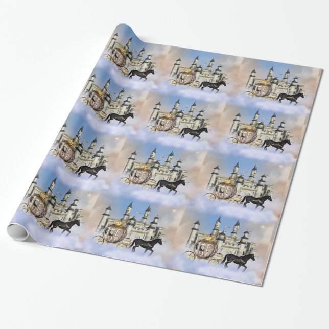 Castle Clouds Fairy Tale Wrapping Paper (Unrolled)