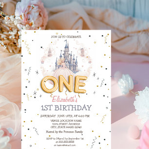 Castle Clouds Princess Fairytale 1st Birthday Invitation