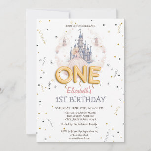 Castle Clouds Princess Fairytale 1st Birthday  Invitation