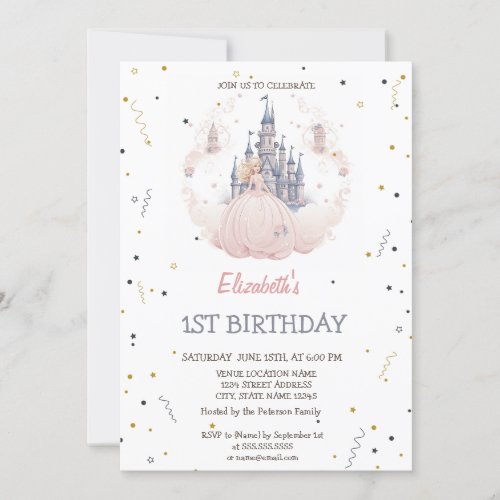 Castle Clouds Princess Fairytale Birthday  Invitation