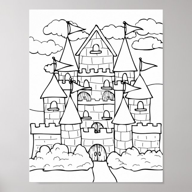 Castle Coloring Page Poster (Front)