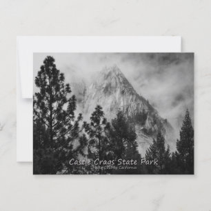 Castle Crags Moody Black and White Postcard
