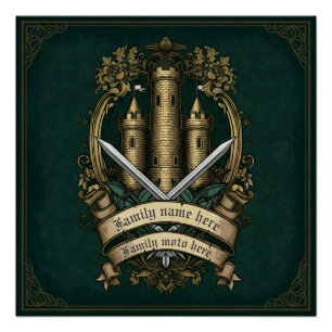 “Castle Crest of Honor” Customizable Medieval Post Poster