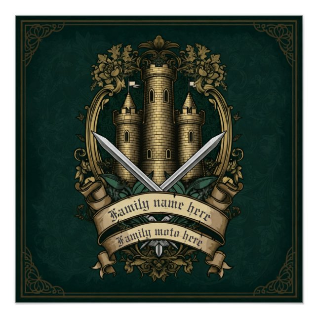 “Castle Crest of Honor” Customizable Medieval Post Poster (Front)