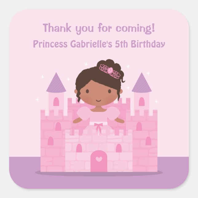 Castle Cute African American Princess Stickers (Front)