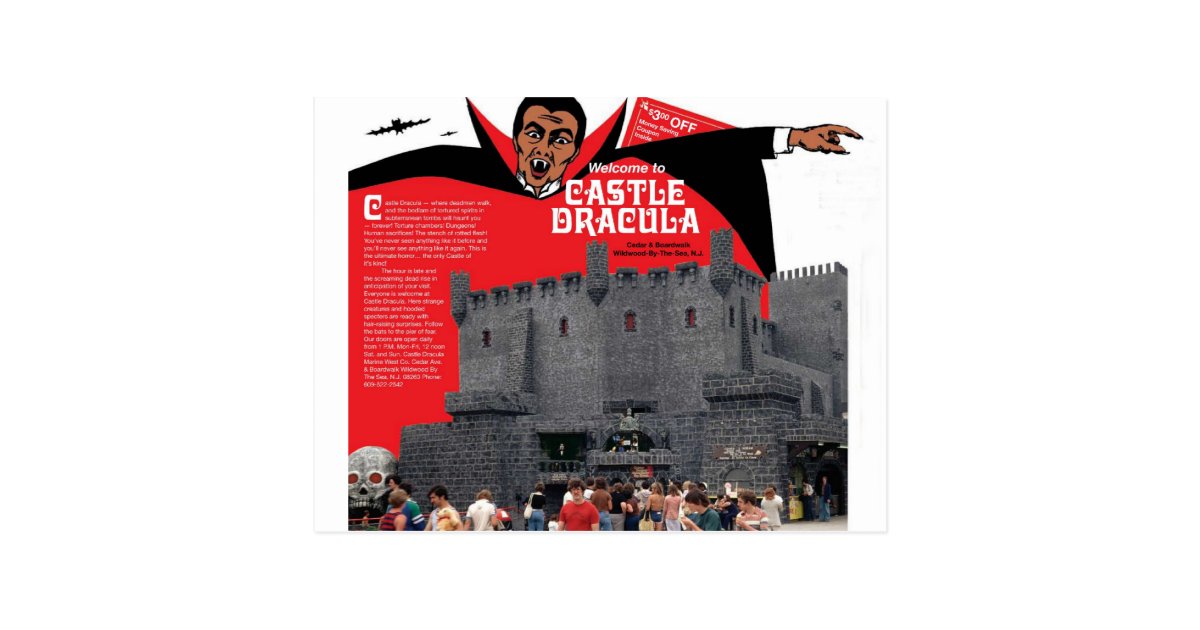 castle dracula in wildwood new jersey postcard zazzle com postcard birthday invitations