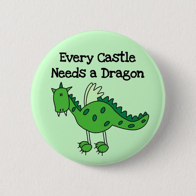 Castle Dragon Pinback Button (Front)