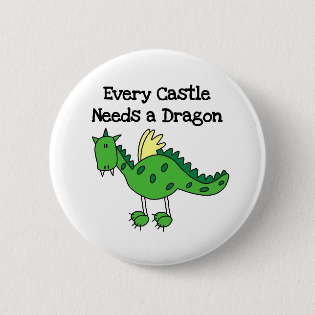Castle Dragon Pinback Button (Front)