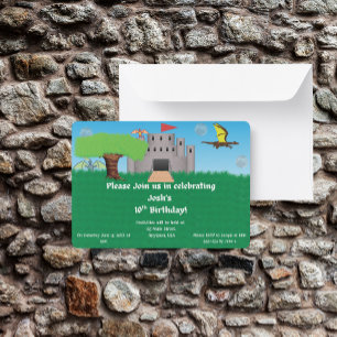 Castle Dragon Themed Birthday Invitation