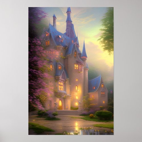 Castle Enchanted Forest Fantasy Art Poster