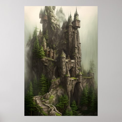 Castle Enchanted Forest Fantasy Art Poster