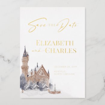Castle English Manor Old Church Save The Date Foil Invitation by rusticwedding at Zazzle
