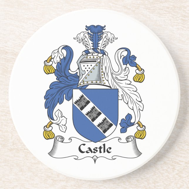 Castle Family Crest Sandstone Coaster (Front)