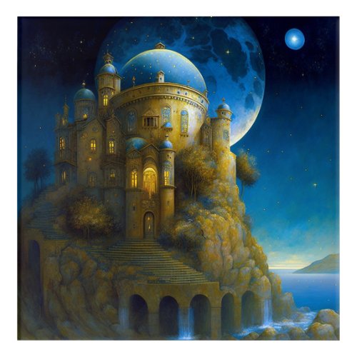 Castle Fantasy Moon Landscape Acrylic Print