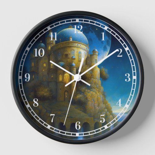 Castle Fantasy Moon Landscape Clock