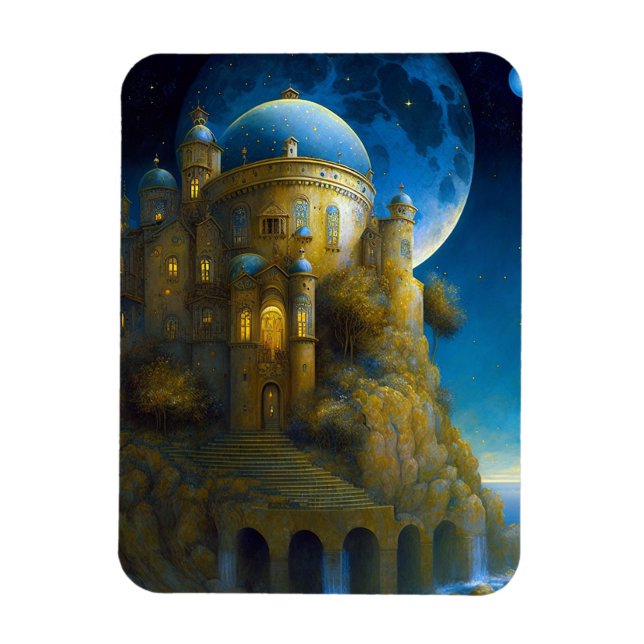 Castle Fantasy Moon Landscape Magnet (Vertical)