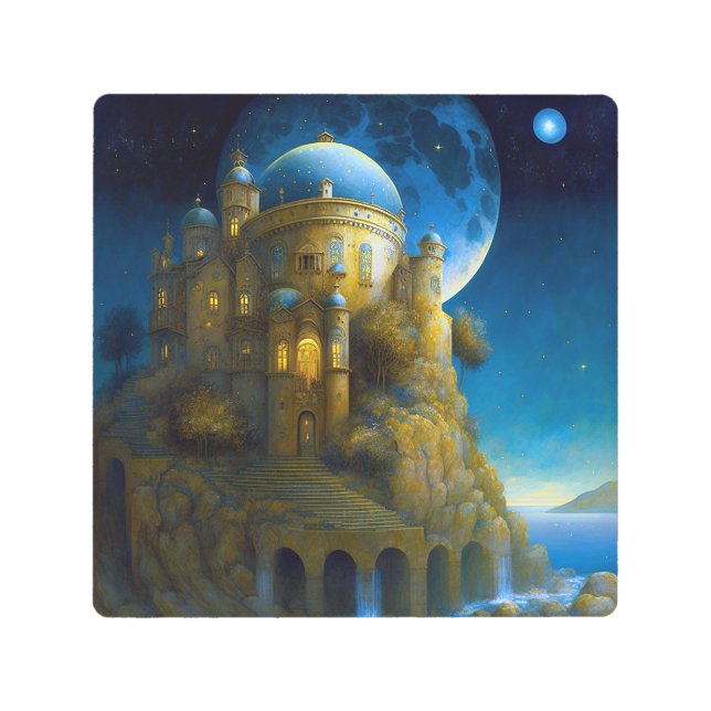 Castle Fantasy Moon Landscape Metal Print (Front)