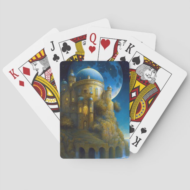 Castle Fantasy Moon Landscape Poker Cards (Back)