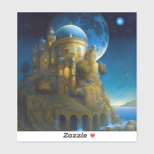 Castle Fantasy Moon Landscape Sticker