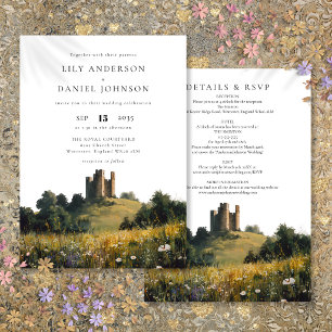Castle Floral Countryside All In One Wedding Invitation