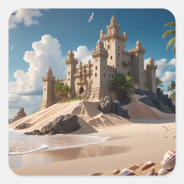Castle from the Beach of Possibilities Square Sticker (Front)