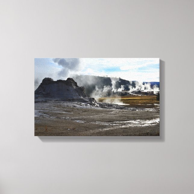 Castle Geyser and Upper Geyser Basin, Yellowstone Canvas Print (Front)