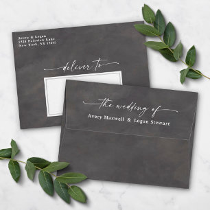 Castle Gray Watercolor A7 5x7 Wedding Invitation Envelope