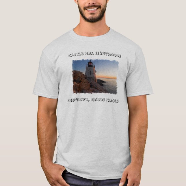 Castle Hill Lighthouse, Newport  RI Mens Tee Shirt (Front)