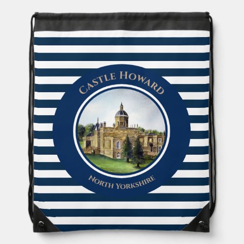 Castle Howard North Yorkshire Watercolor Painting Drawstring Bag