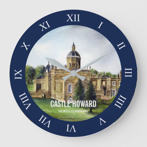 Castle Howard North Yorkshire Watercolor Painting Large Clock