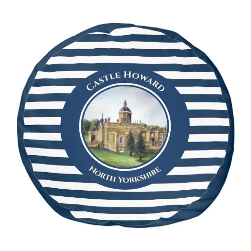 Castle Howard North Yorkshire Watercolor Painting Pouf