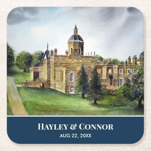 Castle Howard York England Watercolor Painting Square Paper Coaster