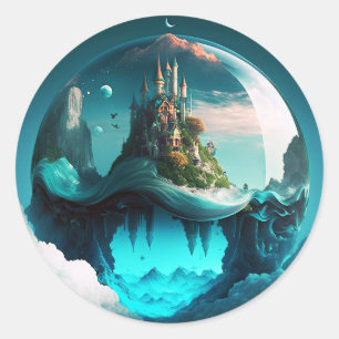 Castle In Crystal Ball Classic Round Sticker