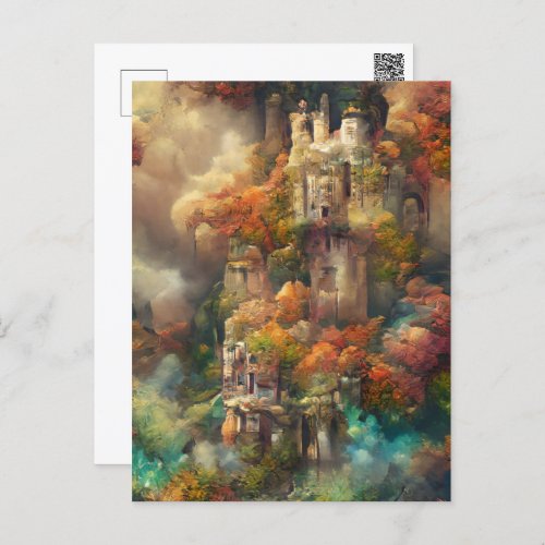 Castle In Forest Fantasy Jungle Fall Postcard