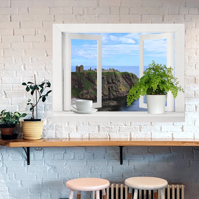 Castle in Scotland -- Open Window View of Coast Poster (Creator Uploaded)