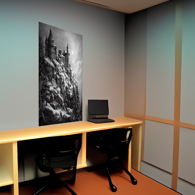 Castle in the mountain, with snow | AI Art Poster (Creator Uploaded)