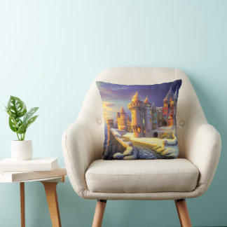 Castle in the Snow Throw Pillow